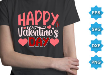 Happy Valentine’s Day, Happy valentine shirt print template, 14 February typography design