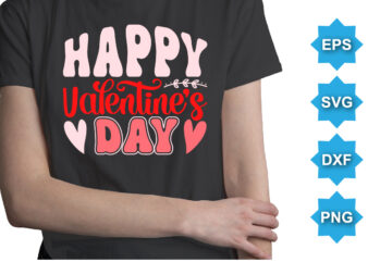 Happy Valentine’s Day, Happy valentine shirt print template, 14 February typography design