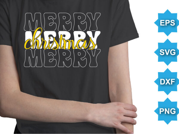 Merry christmas, merry christmas shirts print template, xmas ugly snow santa clouse new year holiday candy santa hat vector illustration for christmas hand lettered