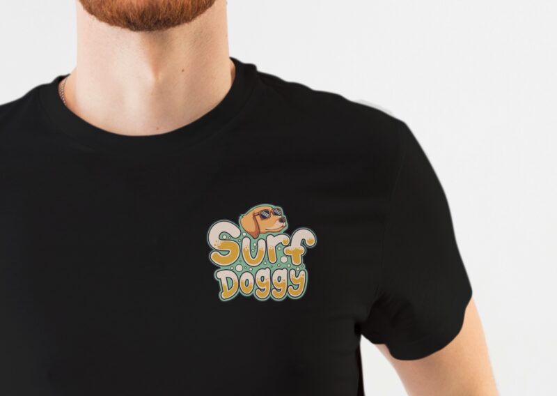 Surf Doggy – Surfing Dog T-shirt Design | Surfing Animal, Surfing Paradise T-shirt Designs Illustration – Universtock