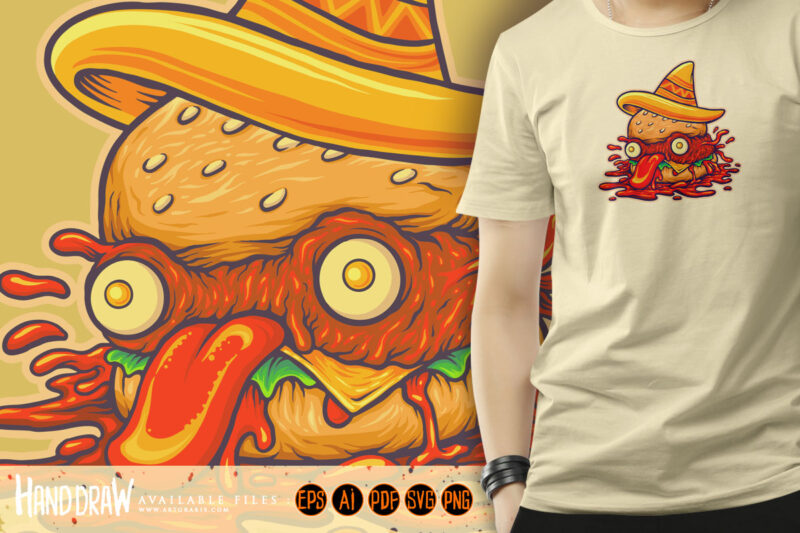 Pirates burger horror mexico hat Logo Illustrations