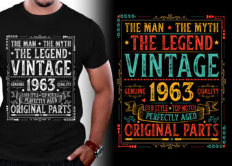 The Man The Myth The Legend Vintage 1963 60th Birthday T-Shirt Design