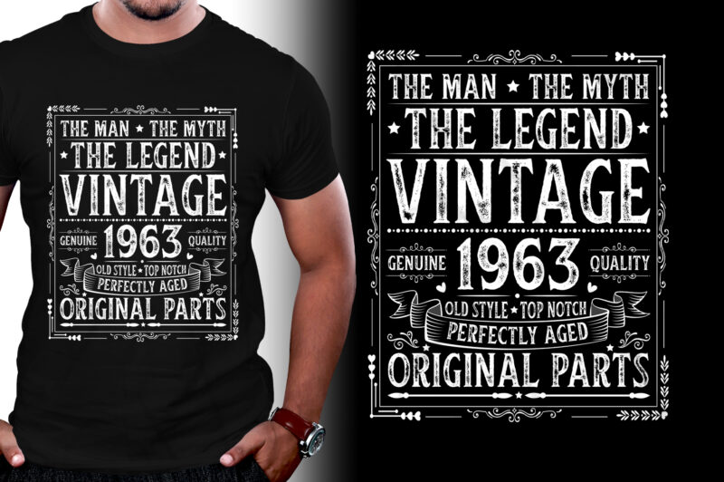 The Man The Myth The Legend Vintage 1963 60th Birthday T-Shirt Design