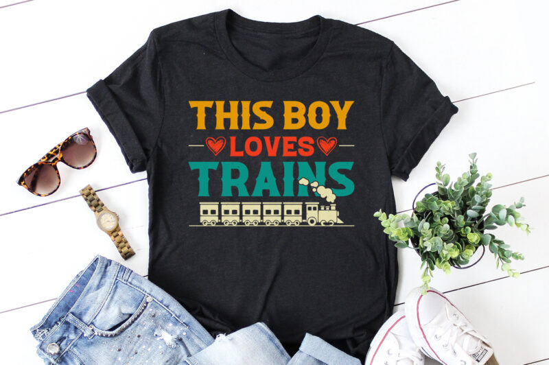 This Boy Loves Trains T-Shirt Design