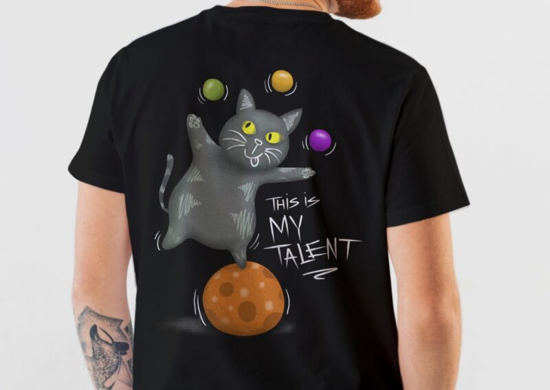 This is My Talent T-shirt Design | Funny Cat Acrobatics, Cute Cat Circus Illustration T-shirt Design PNG