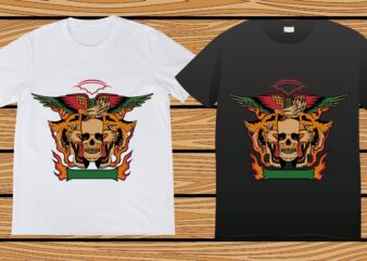 Tiger and skull drawing tattoo T-shirt design