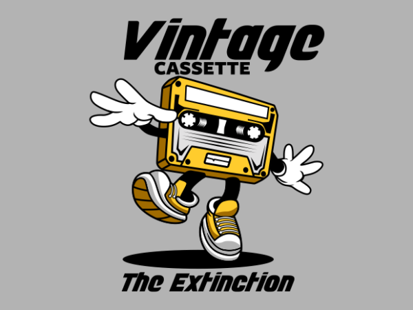 Vintage cassete cartoon t shirt vector art