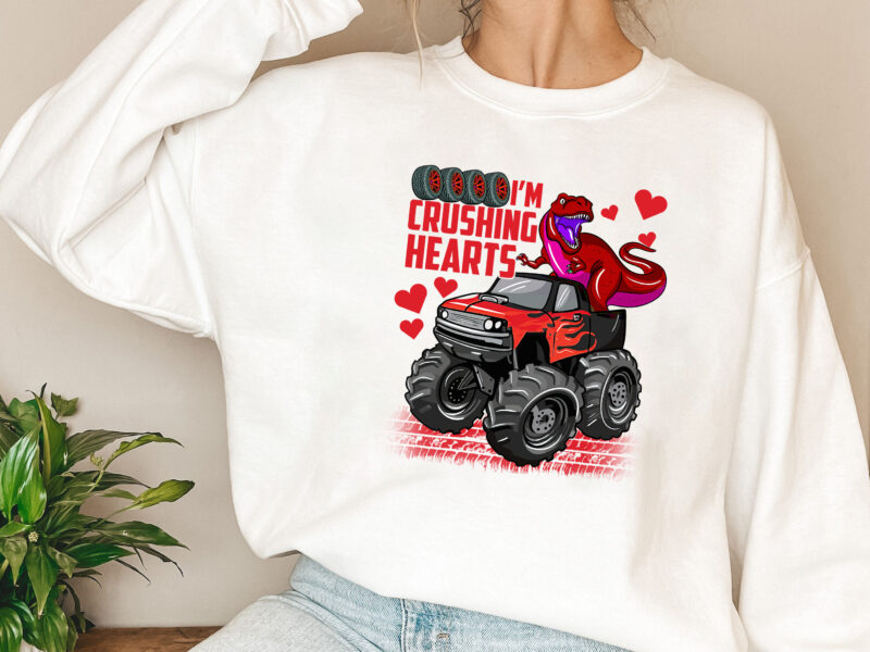 Valentines Day Dinosaur Monster Truck, Dinosaur Valentine’s day, Valentine’s day Gift, Dinosaur Love, Funny Valentine’s day PNG File TL