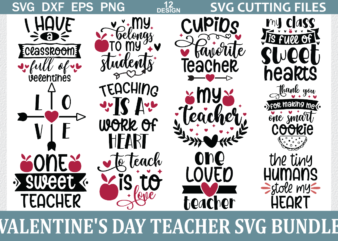 Valentine's day teacher svg bundle