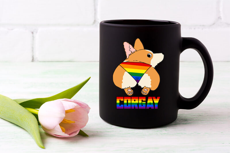 Vintage LGBTQ Gay Pride Rainbow Flag Corgi Corgay Pun NL