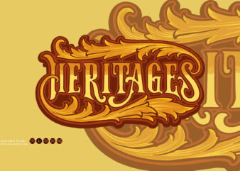 Vintage elegant swirl heritage hand lettering illustrations