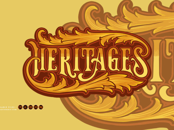 Vintage elegant swirl heritage hand lettering illustrations t shirt vector art