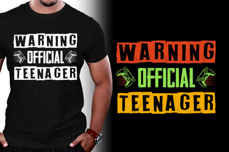 Warning Official Teenager Birthday Gamer T-Shirt Design