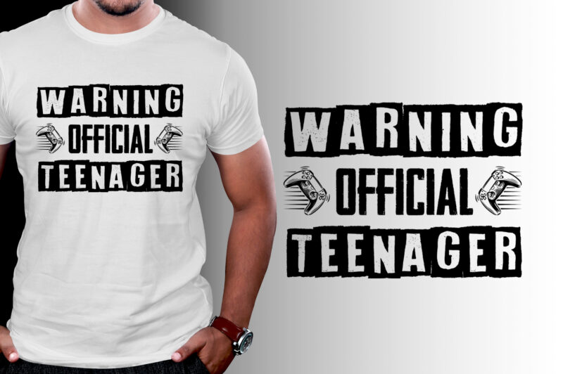 Warning Official Teenager Birthday Gamer T-Shirt Design