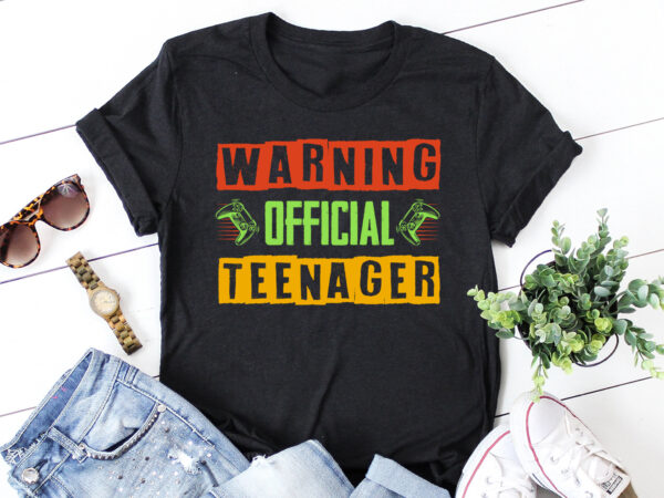Warning official teenager birthday gamer t-shirt design