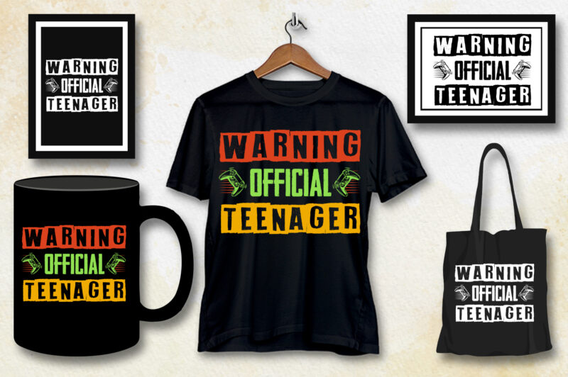 Warning Official Teenager Birthday Gamer T-Shirt Design