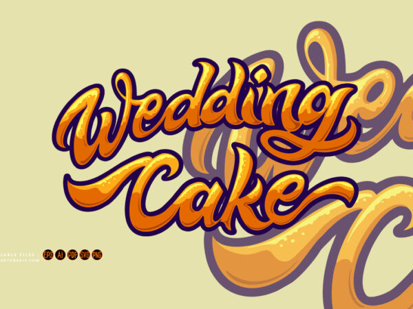 Wedding cake classic hand lettering text illustrations t shirt design for sale