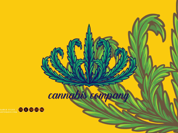 Weed crown leaf ornament illustrations t shirt design for sale