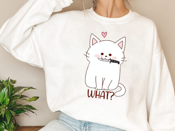 What cat knife meow cute kitty funny cats mom and cat dad nl t shirt design for sale