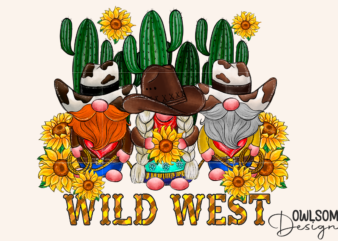 Wild West Gnomes Sublimation t shirt design for sale