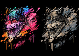 Wolf Colorful t shirt design for sale