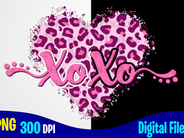 Xo xo, leopard heart, love, valentine’s day png, valentines day sublimation t shirt design