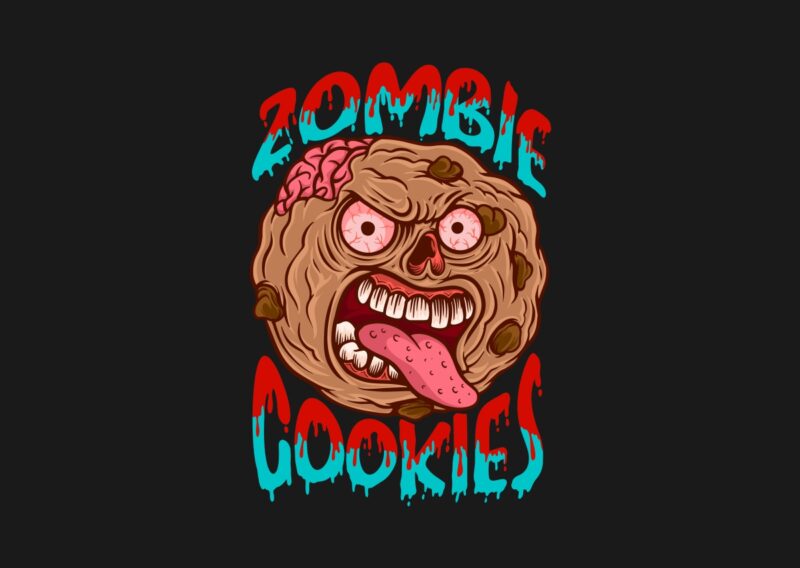 Zombie Cookies T-shirt Design | Monster Zombie, Monster Tshirt design, Zombie Skull Illustration – Vector – Universtock