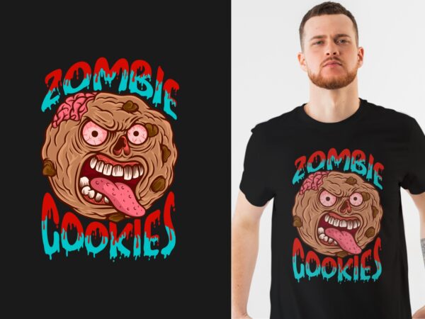 Zombie cookies t-shirt design | monster zombie, monster tshirt design, zombie skull illustration – vector – universtock