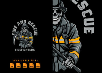 Firefighter Skull T shirt Design