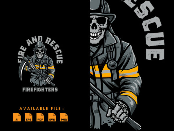 Firefighter skull t shirt design
