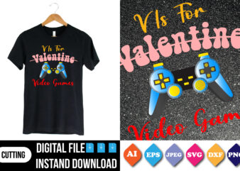 v is for valentine video games valentine t-shirt print template