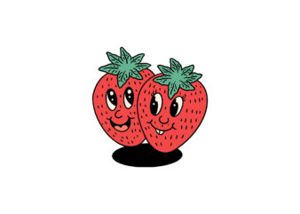 couple strawberry cartoon t shirt vector file