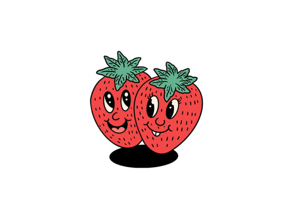 Couple strawberry cartoon t shirt vector file