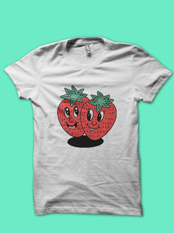 couple strawberry cartoon