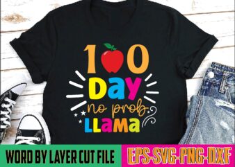 100 days no prob llama 100 days of school, school svg, 100 days brighter, 100th day of school, back to school, teacher svg, 100 days svg, 100 days school svg,