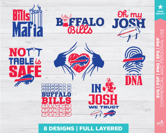 Buffalo bills svg, png, pdf, dxf cricut explore silhouette cameo studio or sublimation t shirt template