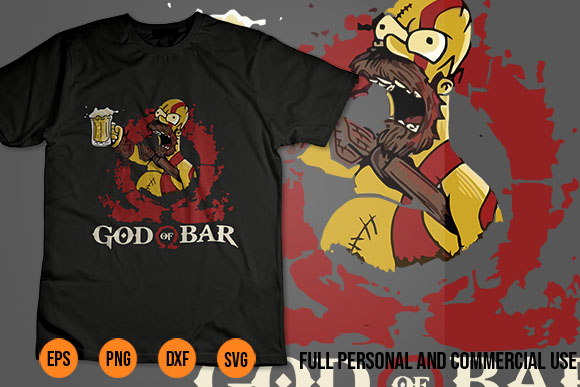 God of war ragnarok png god of bar sympsons poster shirt design art kratos atreus png