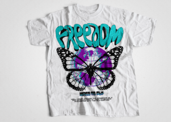 FREEDOM BUTTERFLY DESIGN streetwear tshirt design