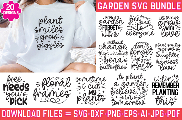 Garden svg bundle, gardening svg png dxf cricut plants flowers svg t shirt design template