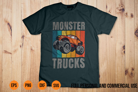 Monster Truck Are My Jam svg Retro Vintage Sunset Cool Engines T-Shirt Design