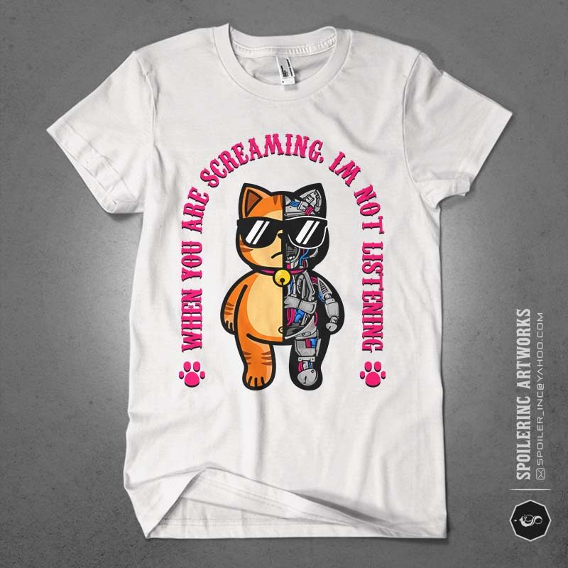 kawai funny cute cat tshirt design bundles