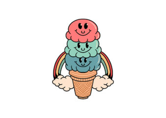 happy ice cream cartoon graphic t shirt