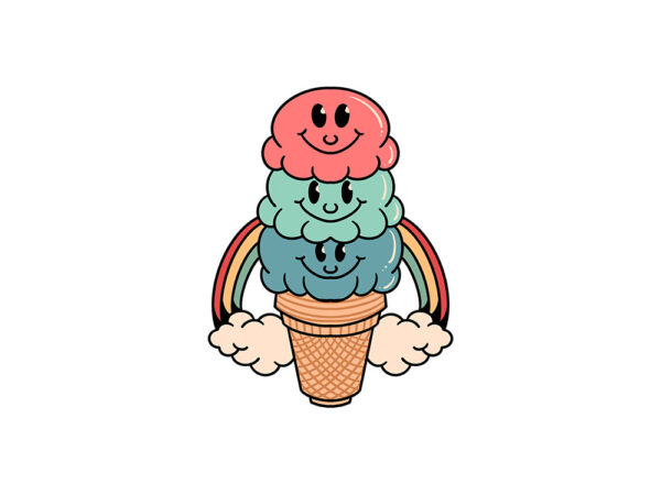 Happy ice cream cartoon graphic t shirt