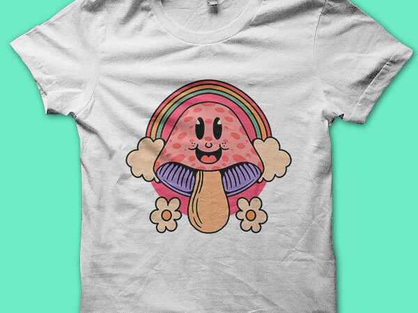 Happy mushroom cartoon graphic t shirt