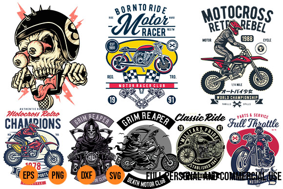 45 Motorcycle Art Vector Graphics png AI Bundle For Bikers and Motorcycle lovers motorcycle bundle t shirt designs for sale
