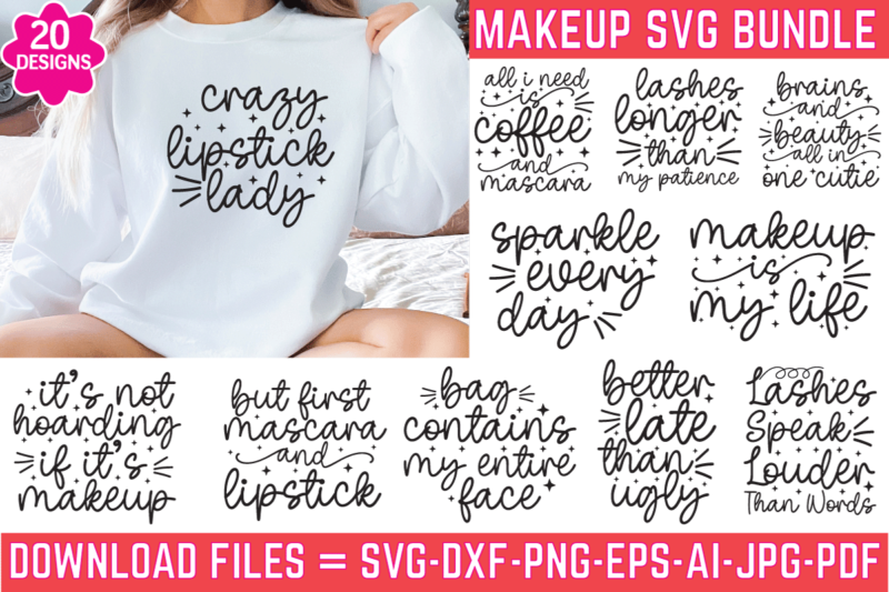 Makeup SVG Bundle, Lipstick Svg, Natural Hair Svg