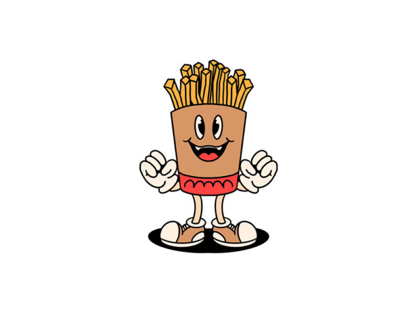 Naughty fries cartoon T shirt vector artwork