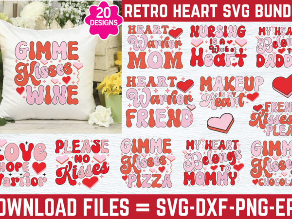 Retro heart svg bundle,retro heart svg,retro heart svg design