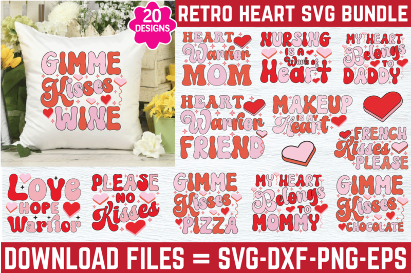 Retro Heart SVG Bundle,Retro Heart SVG,Retro Heart SVG Design