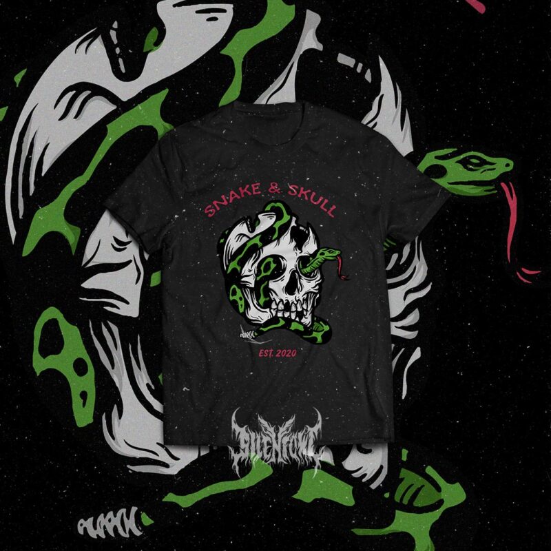 Snake and Skull T-Shirt Design